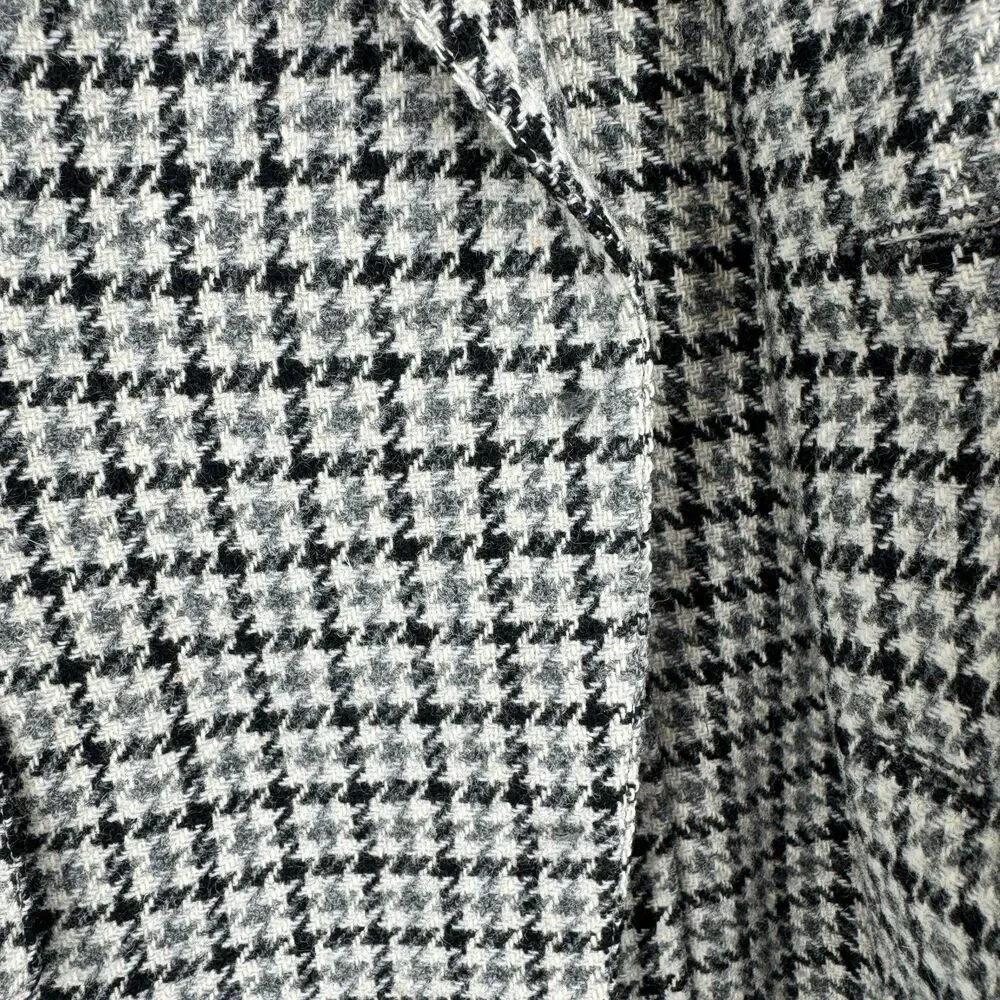 MICHAEL NOVARESE Vintage Beige Black Houndstooth 100% Wool Blazer Size 42R